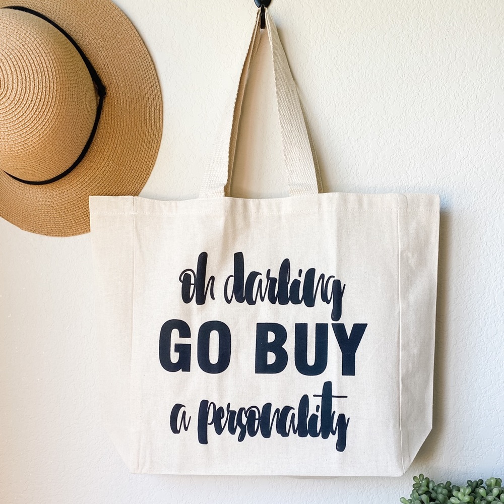 Funny Screen Printed Canvas Shopping Tote Bag - Handmade